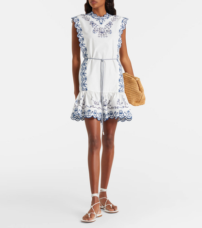 ALM Leela Embroidered Cotton Mini Dress