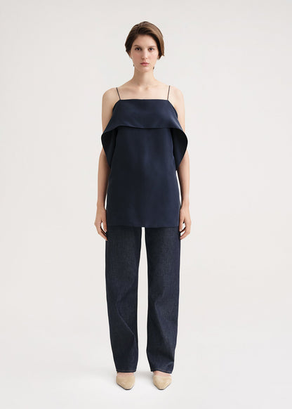 TOT Draped Silk Cami Top | Midi Dress in Navy