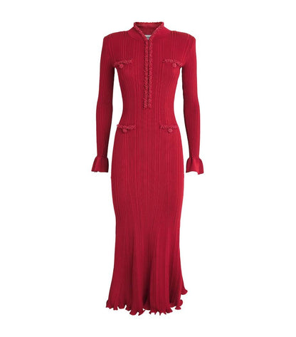 SP Red Knitted Embellished Midi Maxi Dress