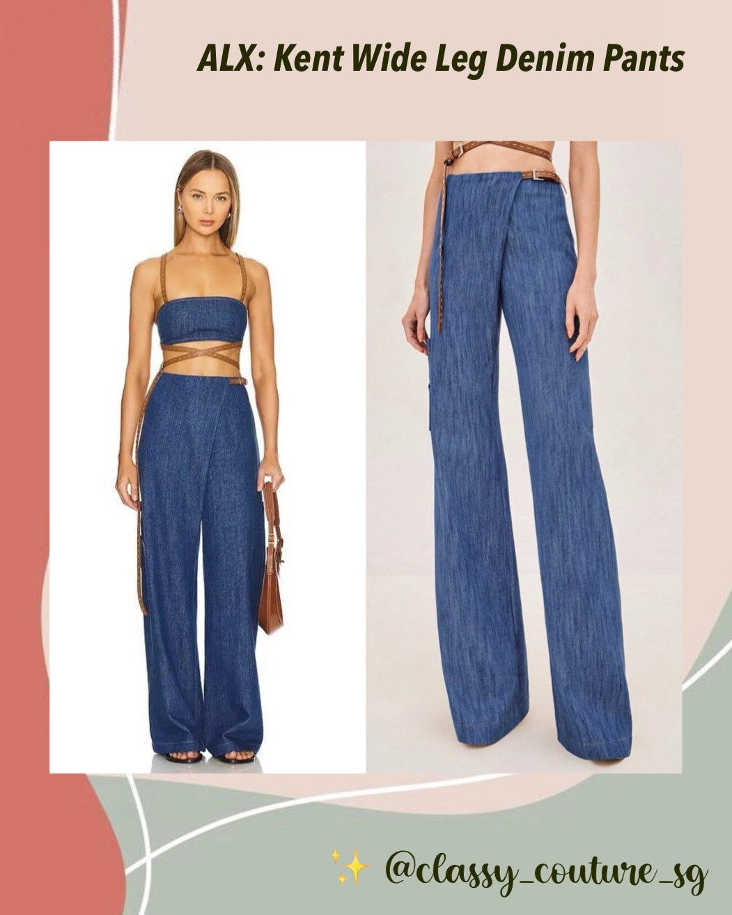 ALX Kent Wide Leg Denim Pants