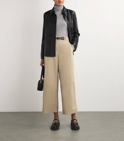 MJ: Cotton Gabardine Wide-Leg Trousers