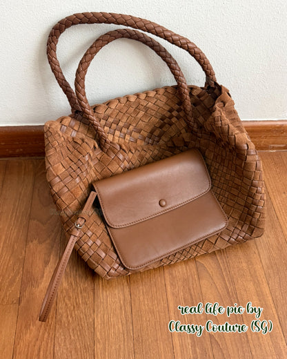 TR Ruth Small Woven Lambskin Leather & Calfskin Suede Tote Bag