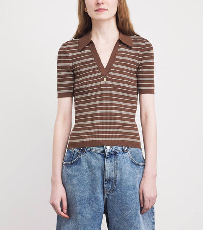 SD Striped Knit Polo Shirt