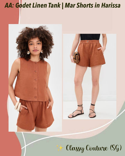 AA: Godet Linen Tank | Mar Shorts in Harissa
