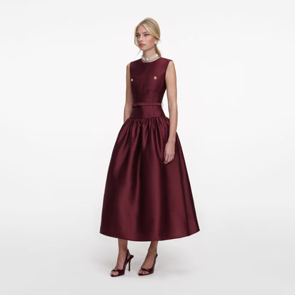 SP Pink & Burgundy Taffeta Midi Dress