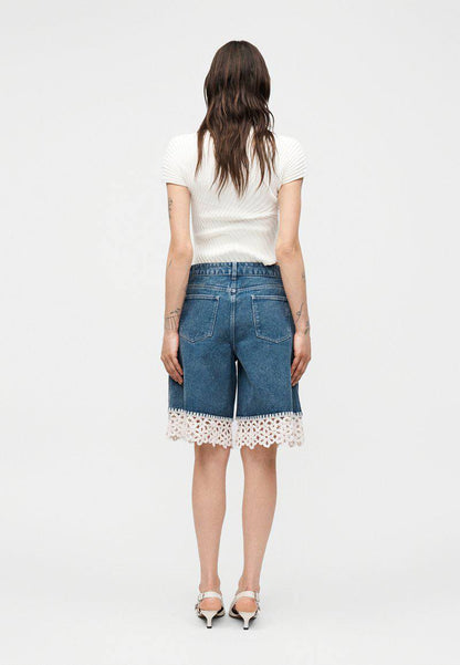 Preorder! SE Stasia Denim Crochet Jean Bermudas Long Shorts Jorts