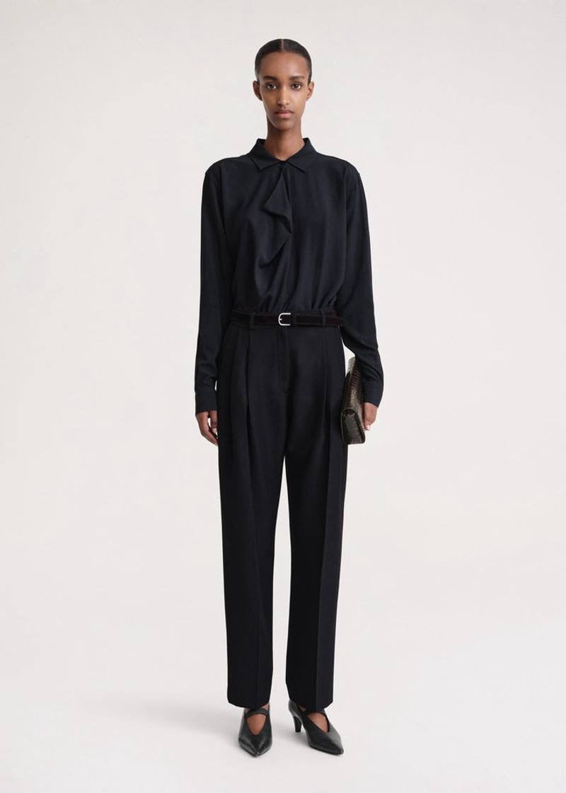 TOT Drape-Front Viscose Long Sleeve Shirt