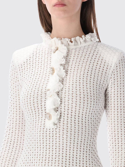 SP White Pointelle Knit Mini Dress