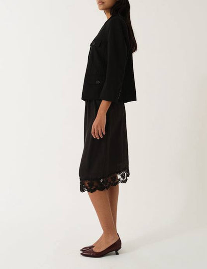 Darling Silk Slip Lace-trim Midi Skirt