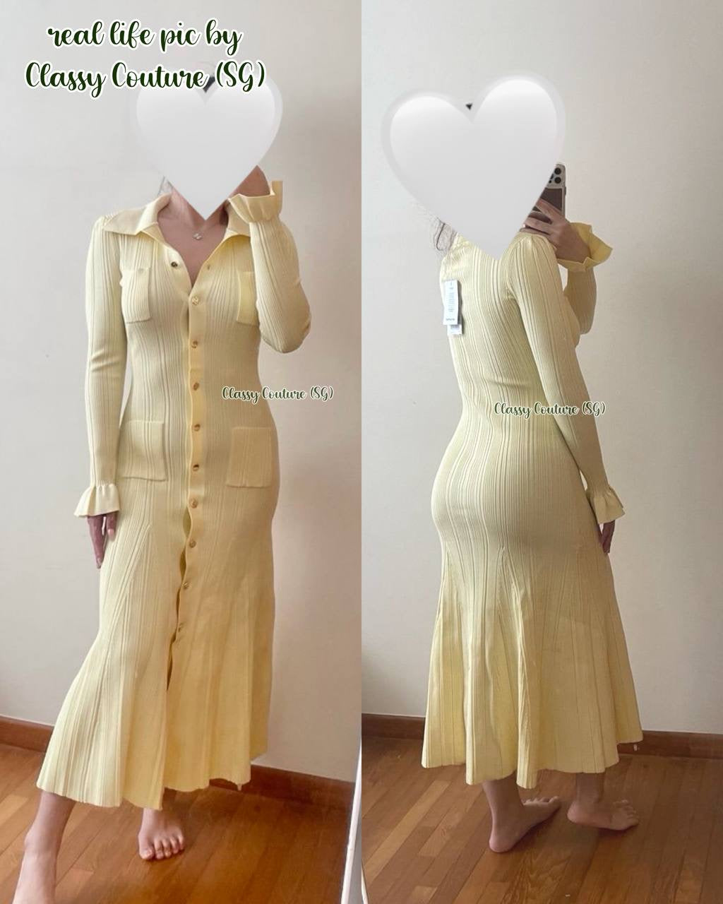 SALE! SP Yellow Ribbed Knit Midi Dress