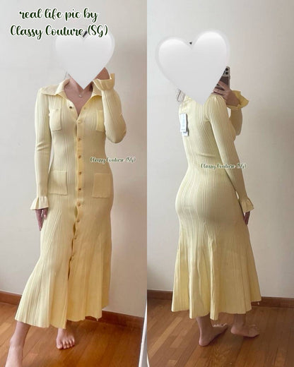 SALE! SP Yellow Ribbed Knit Midi Dress