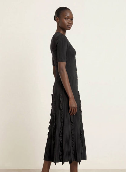 SD Knitted Ruffled Maxi Dress