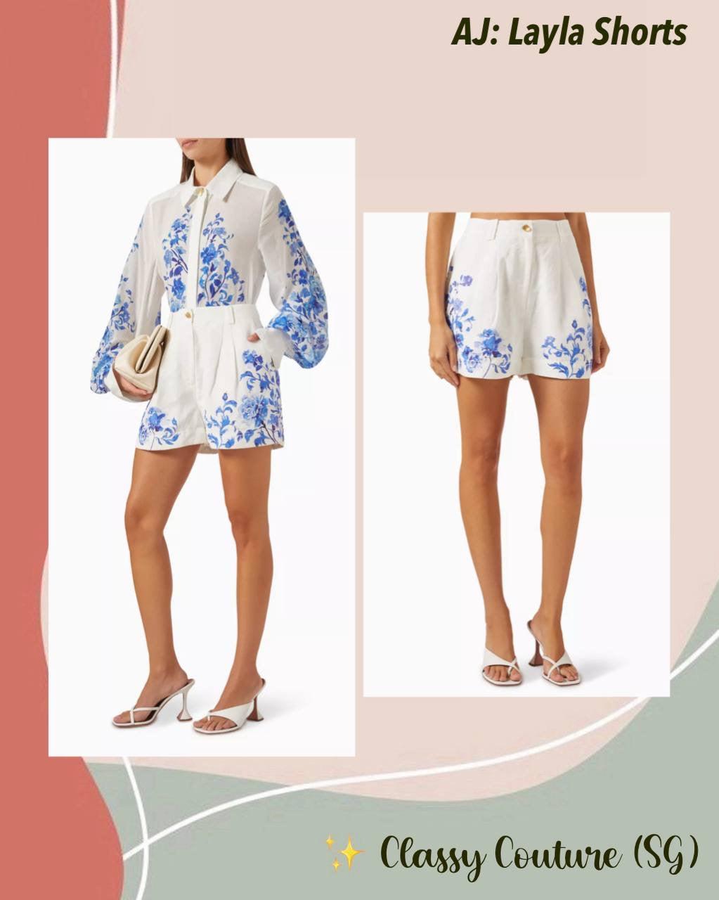 AJ Layla Linen Shorts in Rose Ink Blue