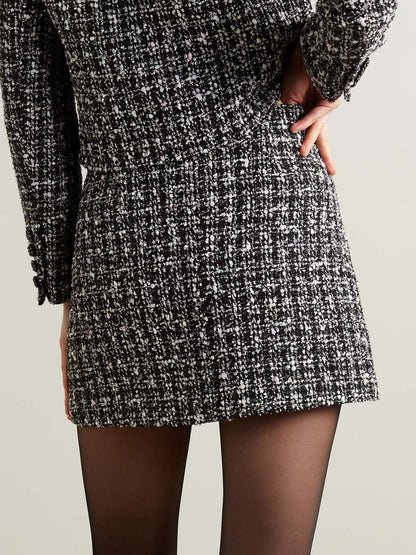 SP Black Check Boucle Jacket | Mini Skirt | Set