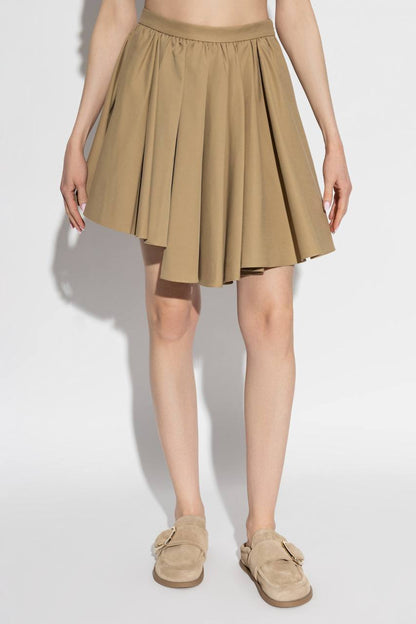 SP Tan Asymmetrical Cotton Mini Skirt