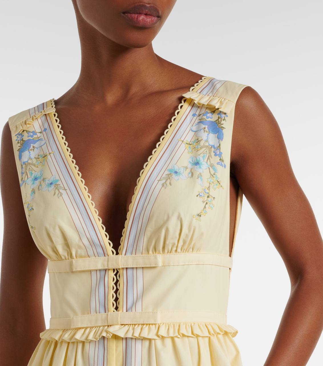 SP Yellow Bow V-neck Dress in Cotton