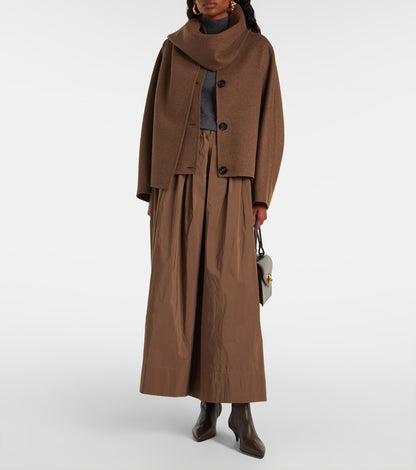 2 Colors! MM Kate Cropped Jacket (w Detachable Scarf) | Flared Midi Skirt | Double-Sided Wool Set