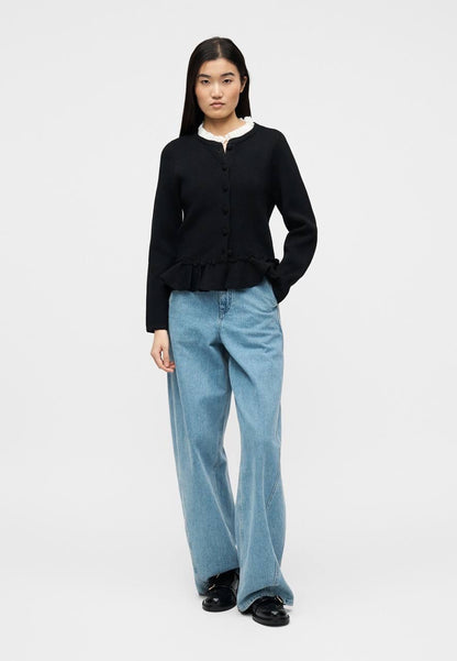 SD Removable Collar Viscose-blend Peplum Cardigan