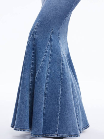 AO Nala Denim Godet Maxi Skirt