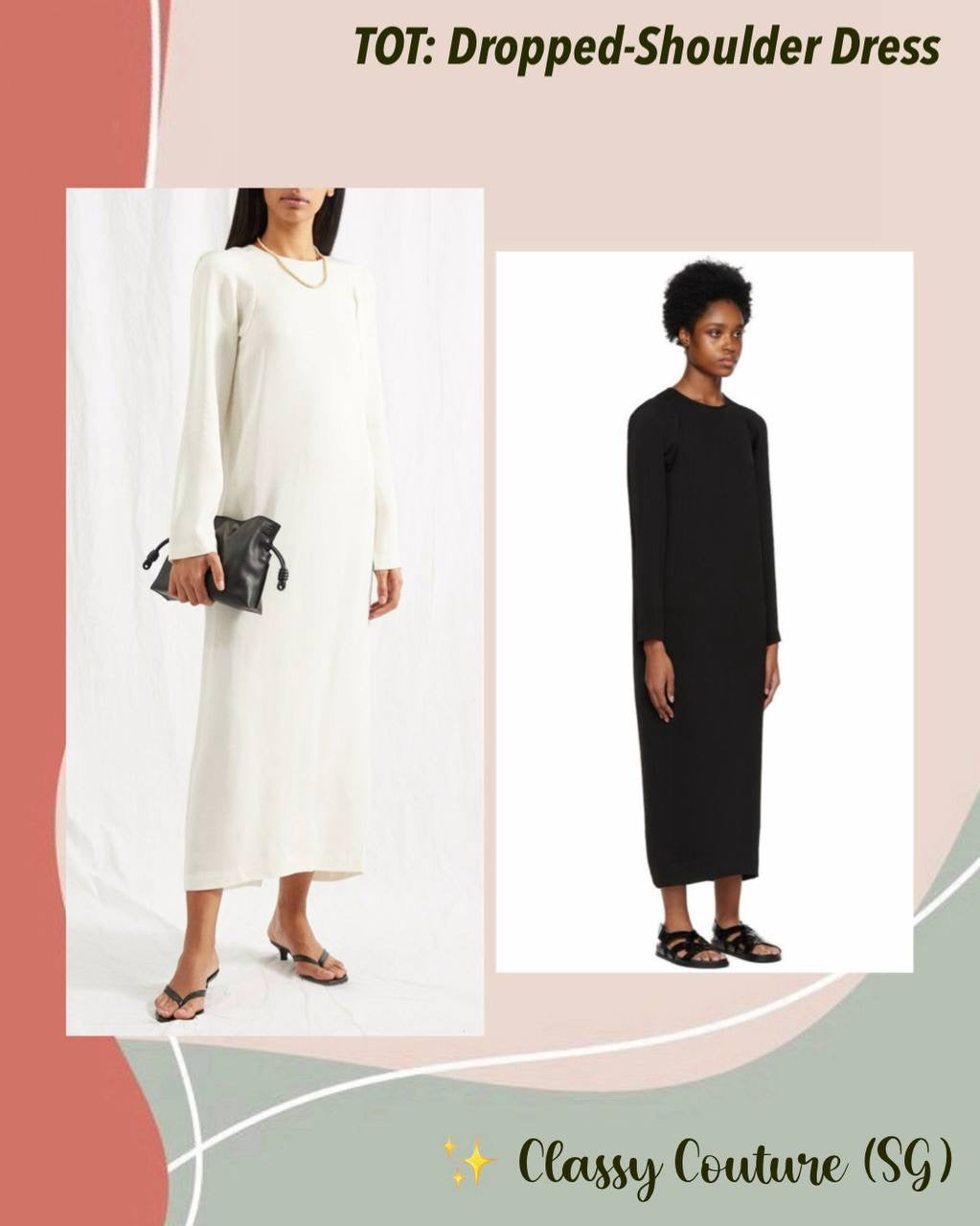 TOT Dropped-Shoulder Viscose Midi Dress