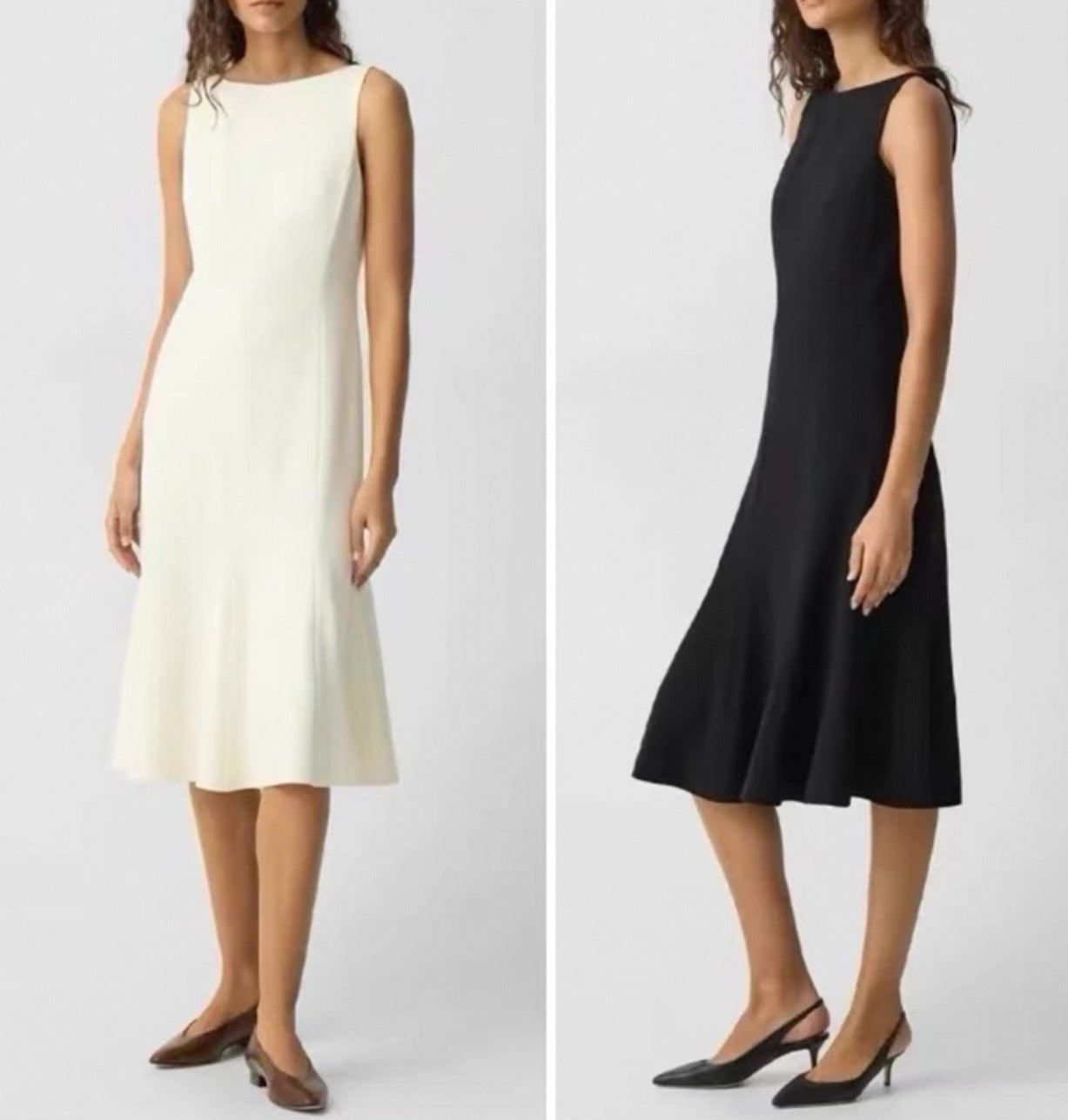 TH Sleeveless Fit-and-Flare Mermaid Midi Dress in Admiral Crepe