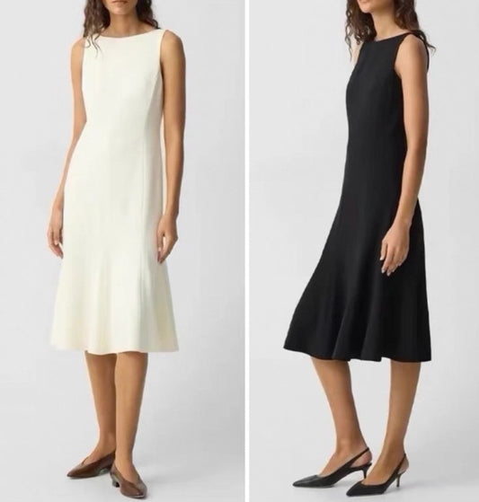 TH Sleeveless Fit-and-Flare Mermaid Midi Dress in Admiral Crepe