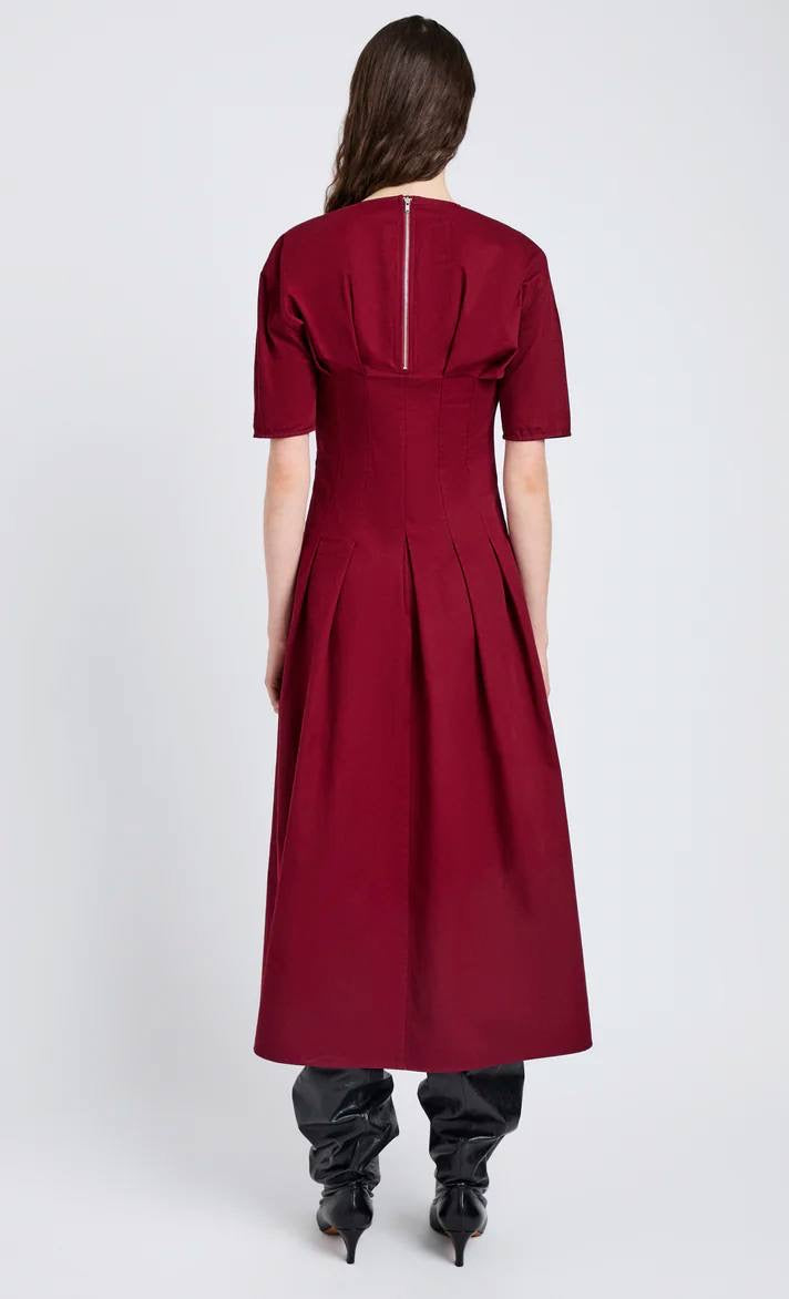PS Ainsley Pleated Brushed Cotton Blend Twill Midi Dress