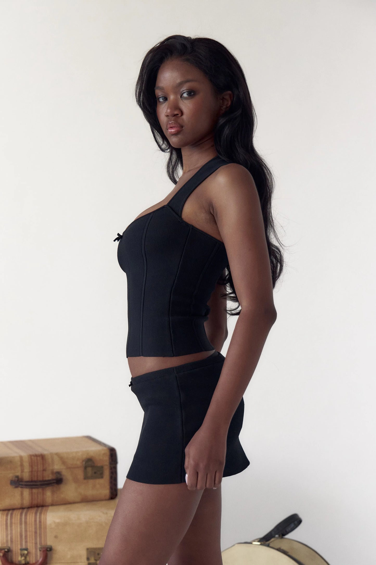 MP The Knit Halter Top | Mini Skort (Skirt w shorts) | Viscose-blend Set