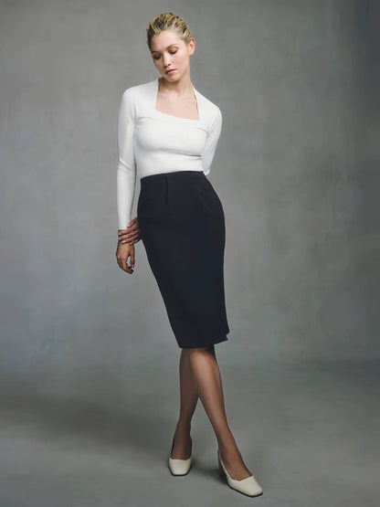 TF Carlisle Sculpt Knit Long Sleeve Square Neck Top
