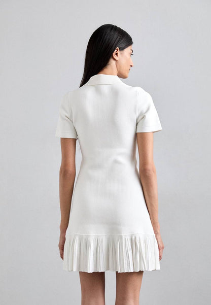 SD White Knitted Polo Mini Dress