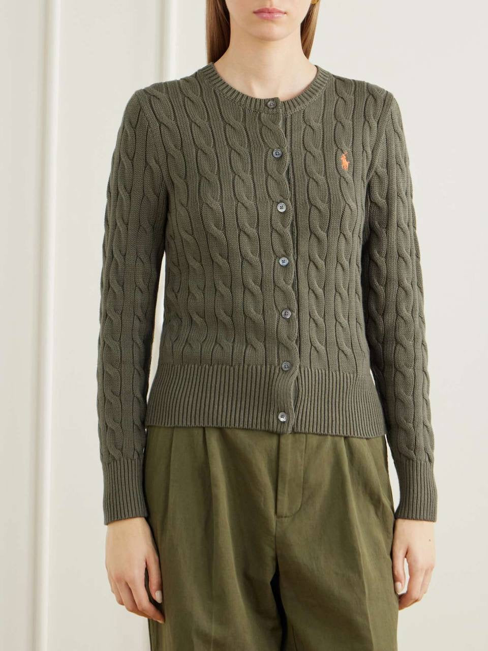 7 Colors! Cotton Cable Knit Crewneck Cardigan
