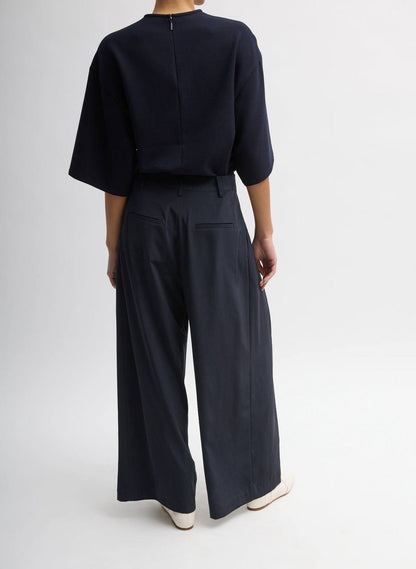 TB Mica Crepe Easy T-Shirt in Navy blue