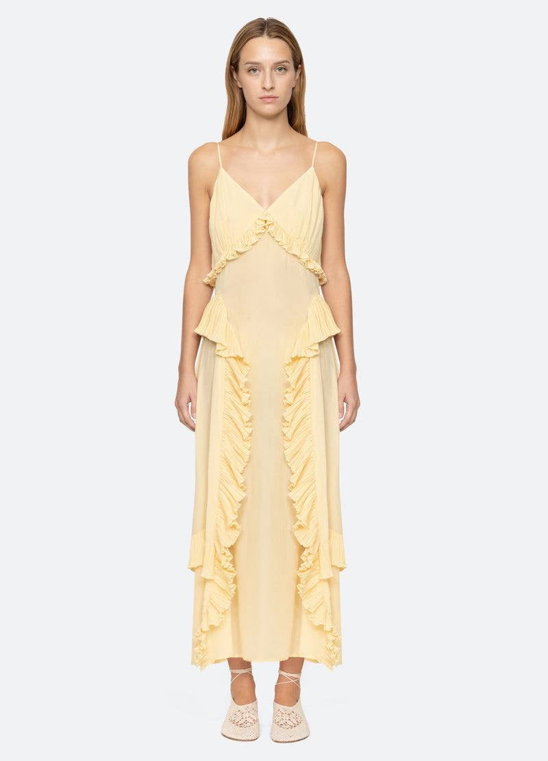 SE Delilah Chiffon Ruffle Midi Maxi Dress