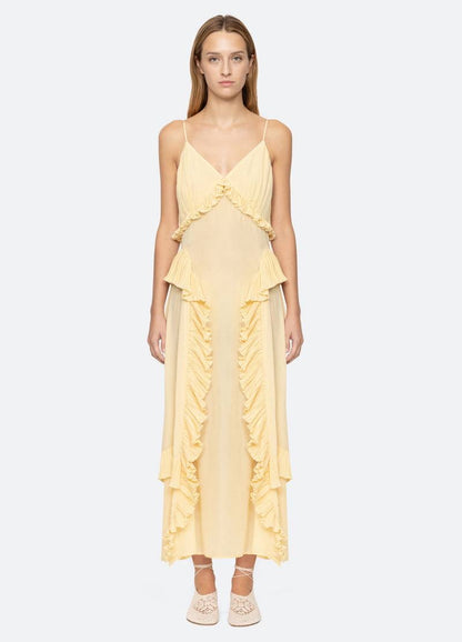 SE Delilah Chiffon Ruffle Midi Maxi Dress