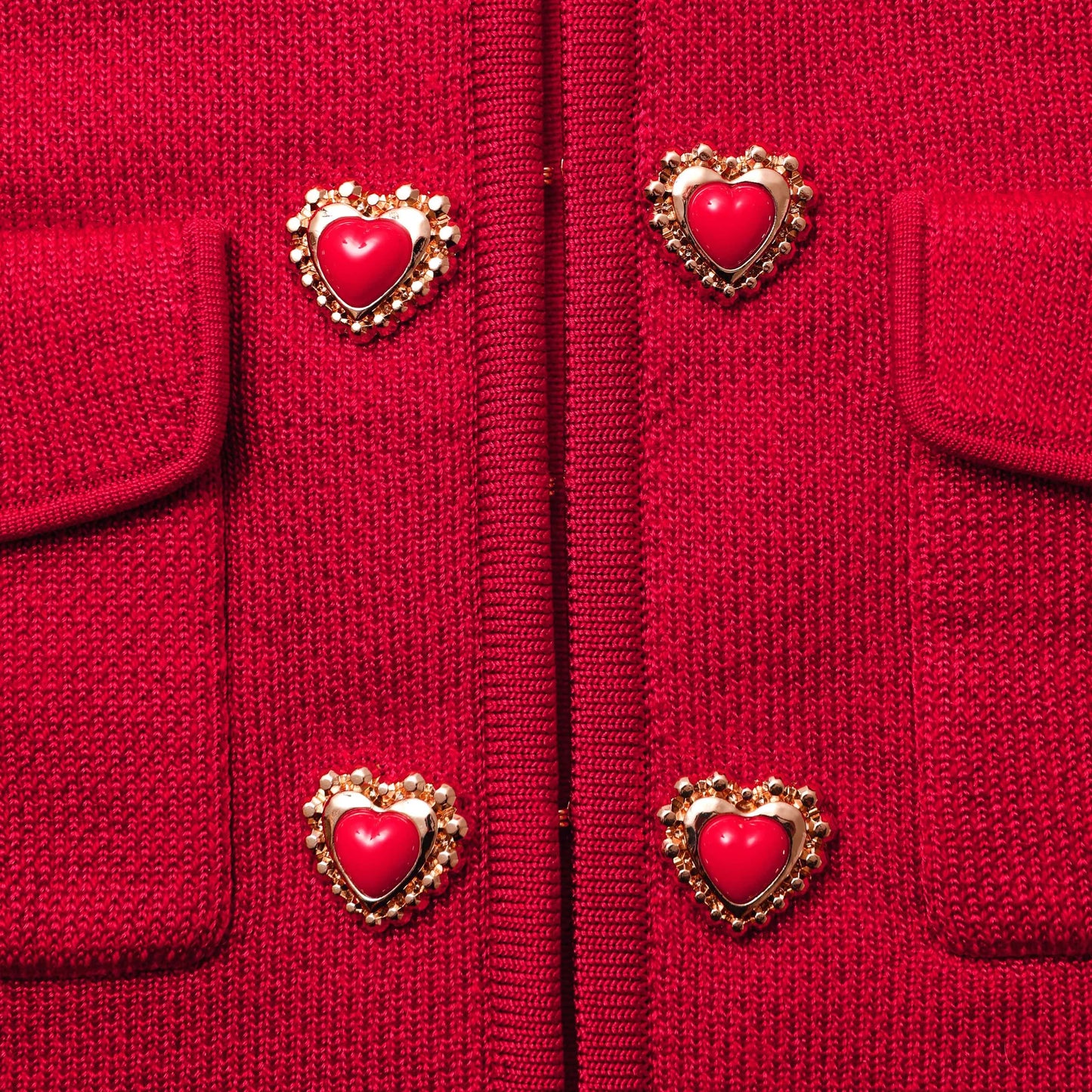 SP Red Knit Heart Buttoned Cardigan | Mini & Midi Skirt