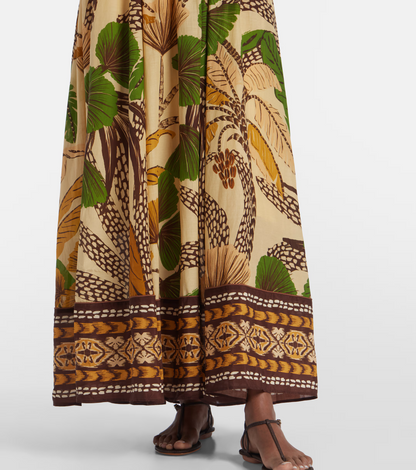 FR Folliage Sketch Cotton-viscose Midi Maxi Dress Sundress