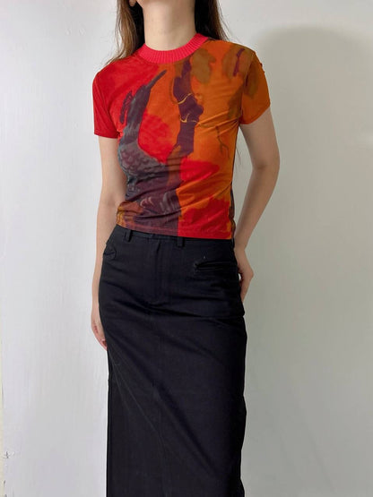 STL Libertine Fitted Tee Sheer Mesh Shirt