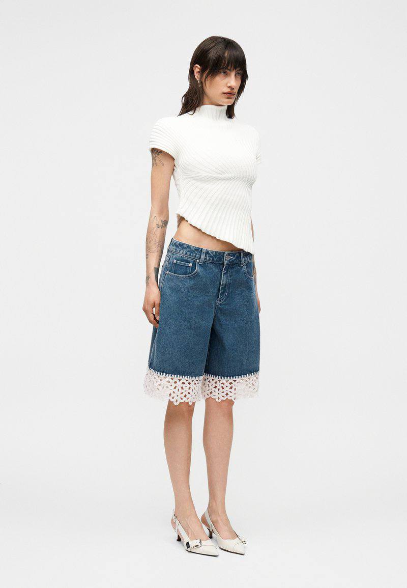 Preorder! SE Stasia Denim Crochet Jean Bermudas Long Shorts Jorts
