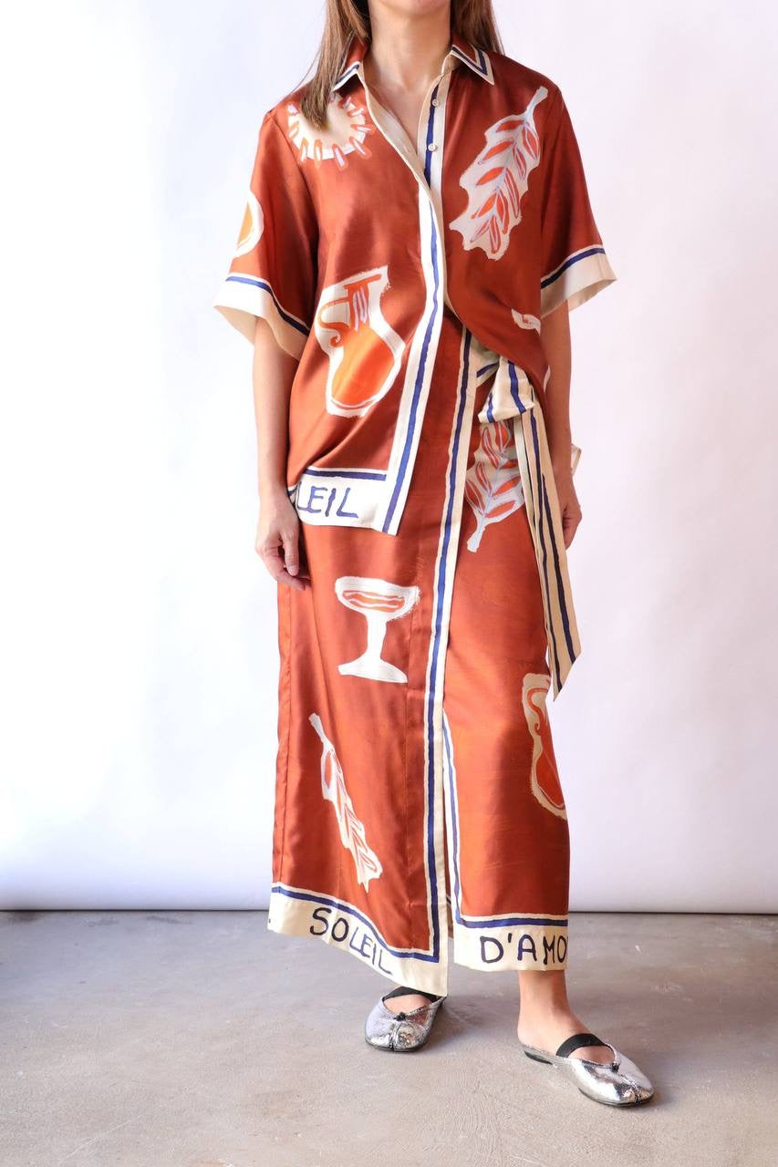 ALM Soleil D'Amour Printed Silk-Twill Shirt | Pant | Skirt | Set