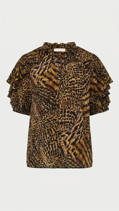 UJ Josephine Short Sleeve Silk Top - Image 15