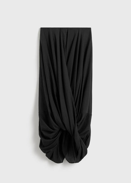 Tot Cocoon Lyocell-Cotton Draped Maxi Skirt