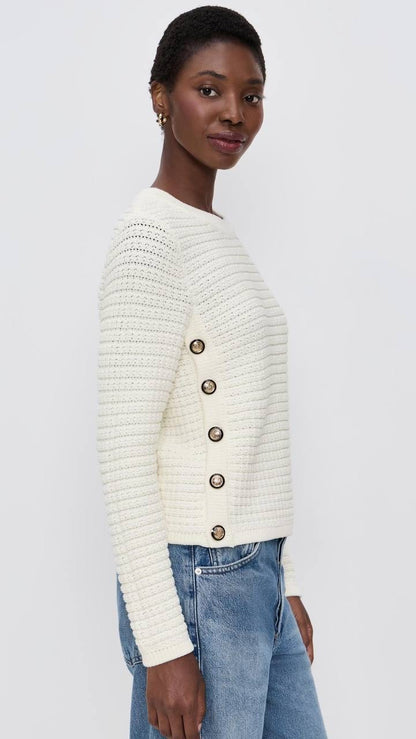 BA Gael Cotton-blend Long Sleeve Side-button Pullover Sweater