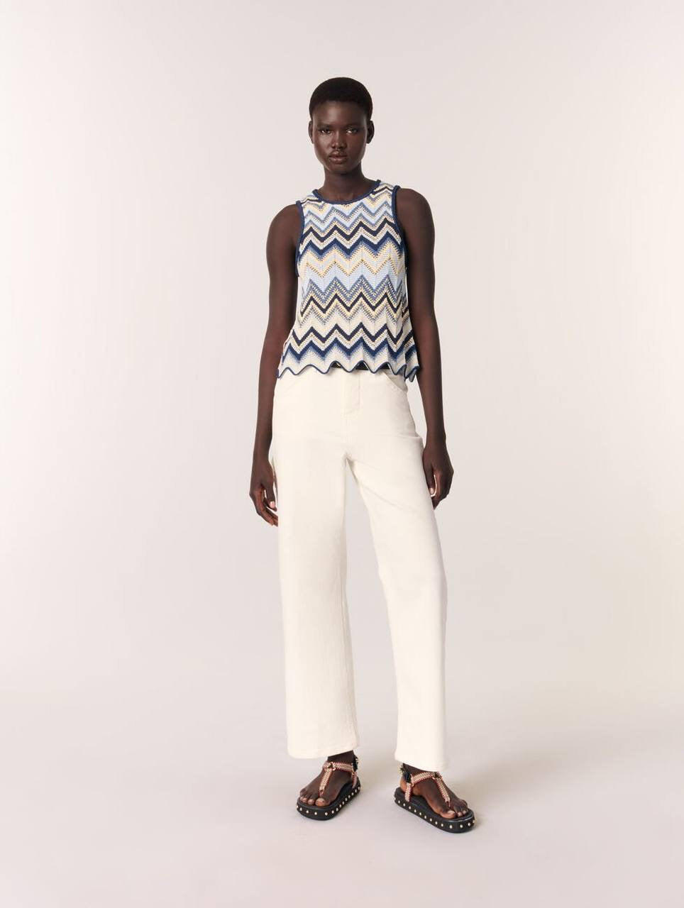 MJ Metallic Crochet-Knit Mizag Sleeveless Top | Rizag Strappy Midi Dress
