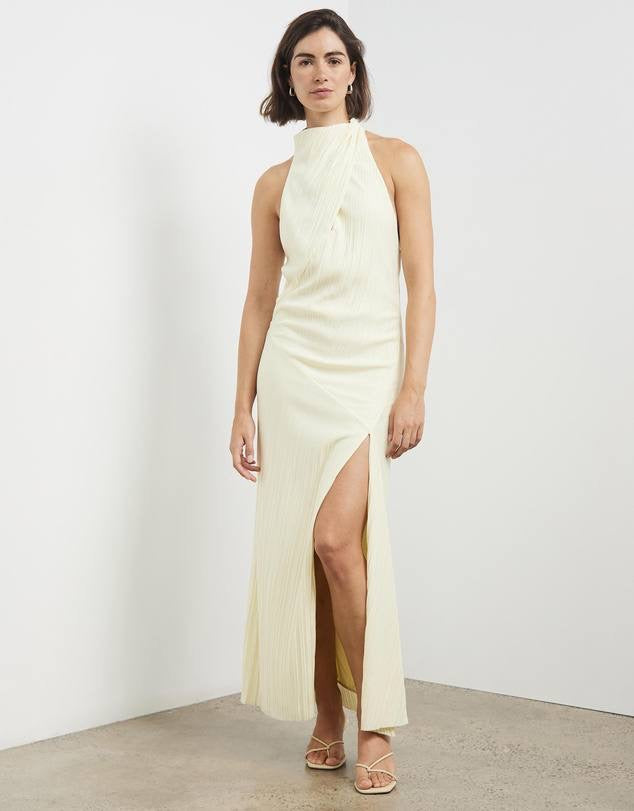 CM Alto Halter Backless Midi Dress