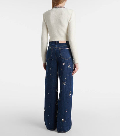 3 Colors! SP Jewel-Embellished Alpaca-Blend Cropped Cardigan in Camel | Grey | Cream