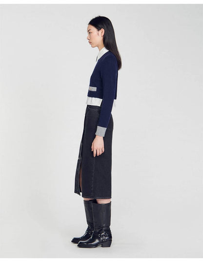 SD Dale Contrast Collar Long Sleeve Sweater