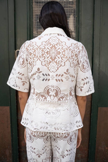 ML Tillie Shirt | Charlie Pants | Sheer Cotton-blend Lace Set