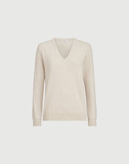 BC Cashmere V-neck Sweater With Monili