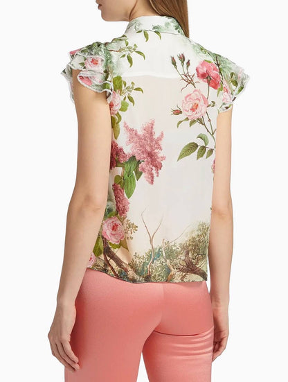 AO Minda Silk Flutter Sleeve Blouse Top