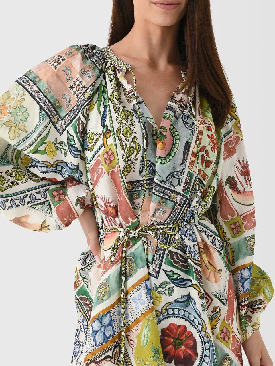 ALM Tommasina Ramie Tie Mini Dress Shirtdress